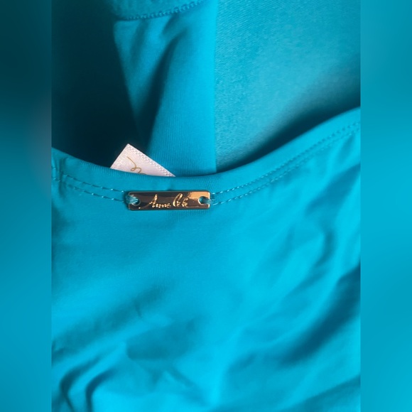 Anne Cole Ruched Turquoise Strapless One-Piece Swimsuit - Picture 5 of 5